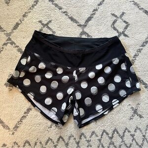 Oiselle Black and Gray Polka Dot Athletic Shorts